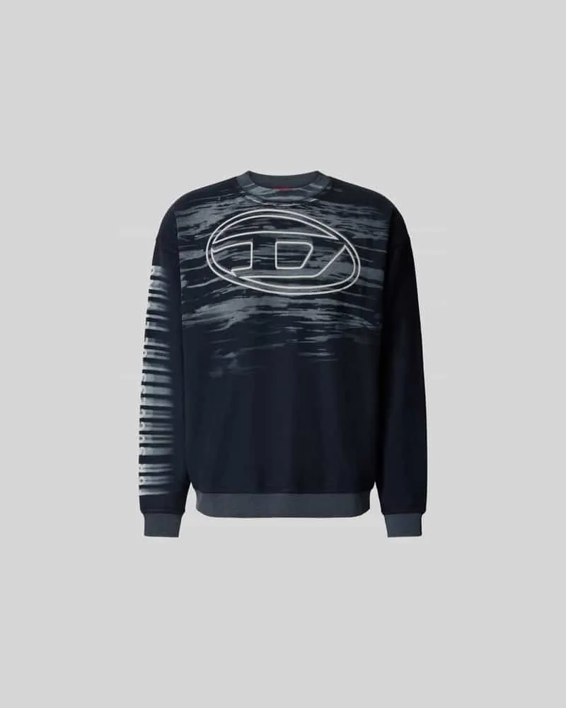Diesel Sweatshirt mit gerippten Abschlüssen Dunkelblau