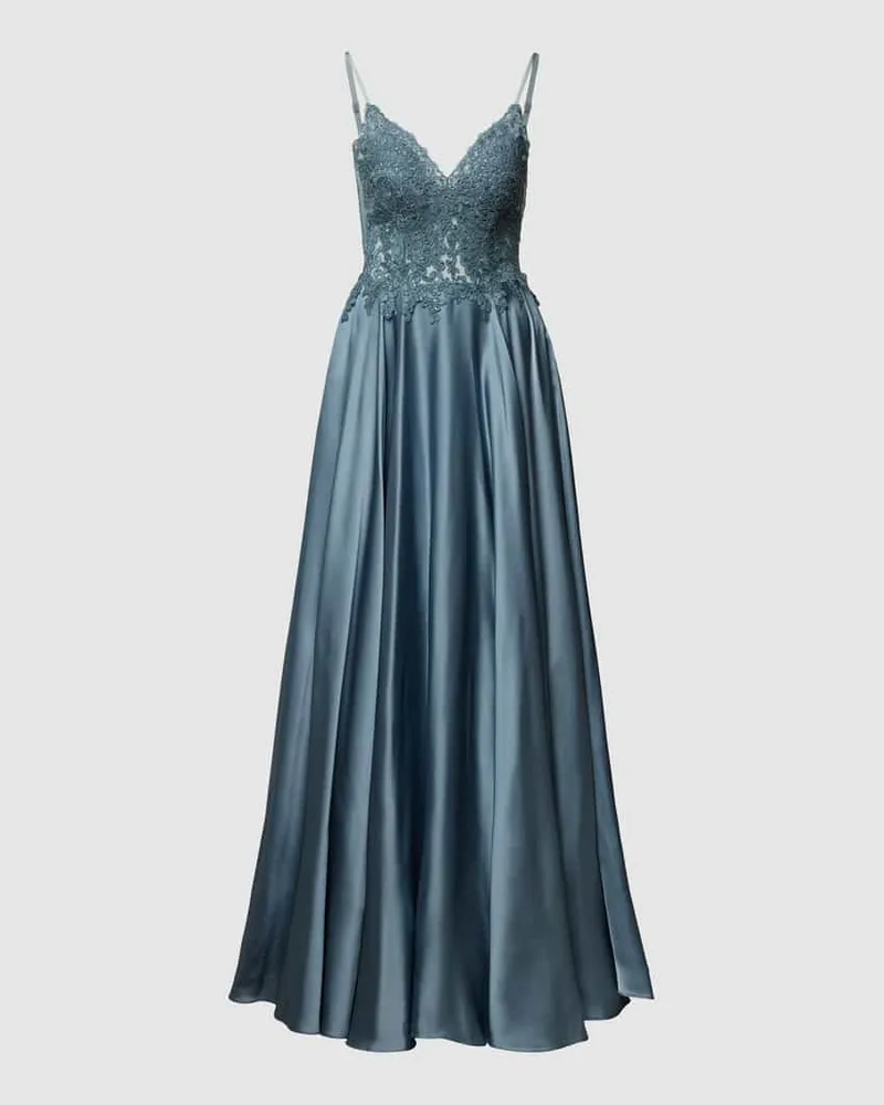 Mascara Abendkleid mit Spitzenbesatz Bleu
