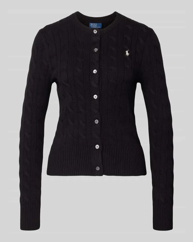 Ralph Lauren Slim Fit Strickjacke mit Logo-Stitching Black