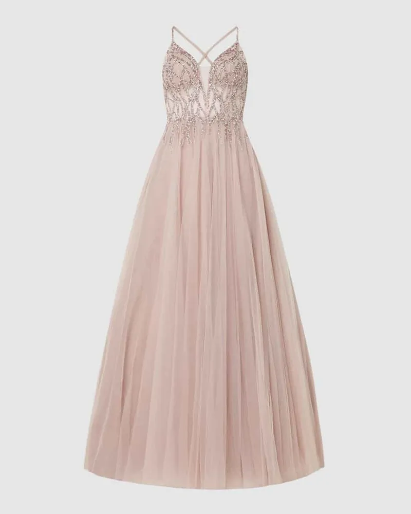 LUXUAR Abendkleid aus Tüll mit Strasssteinen Mauve