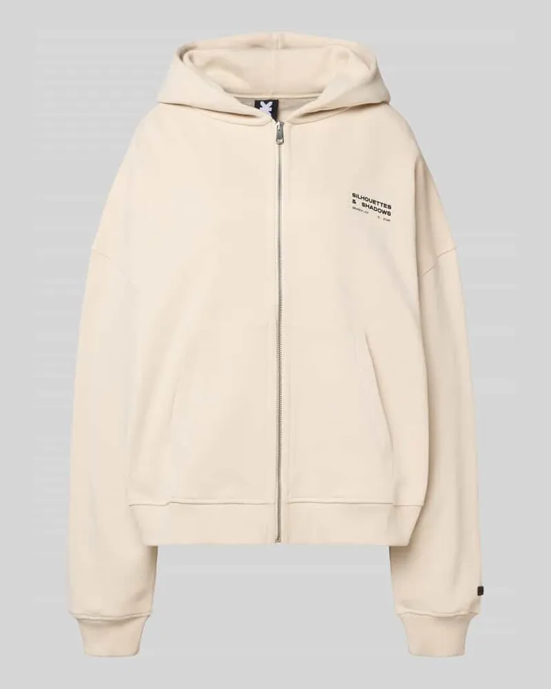 Karo Kauer Oversized Sweatjacke mit Känguru-Tasche Beige