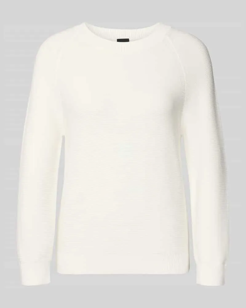 HUGO BOSS Boxy Fit Strickpullover aus reiner Baumwolle Modell 'FOVILA Weiss