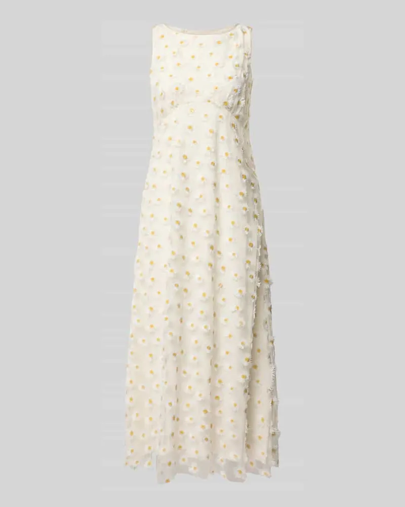 Luisa Cerano Midikleid mit floralem Allover-Besatz Weiss