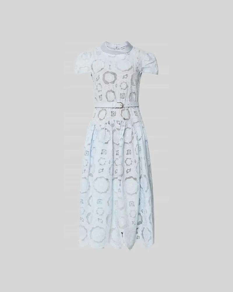 Self-Portrait Midikleid aus floraler Spitze Hellblau