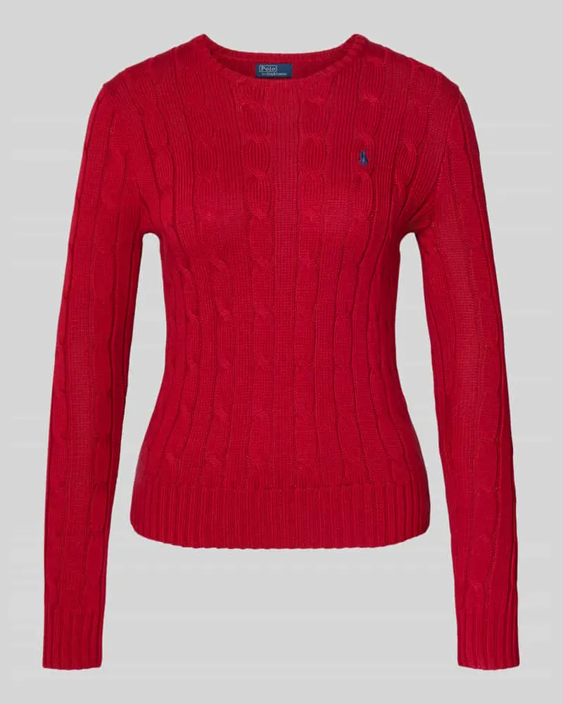 Ralph Lauren Strickpullover mit Label-Stitching Modell 'JULIANNA Dunkelrot