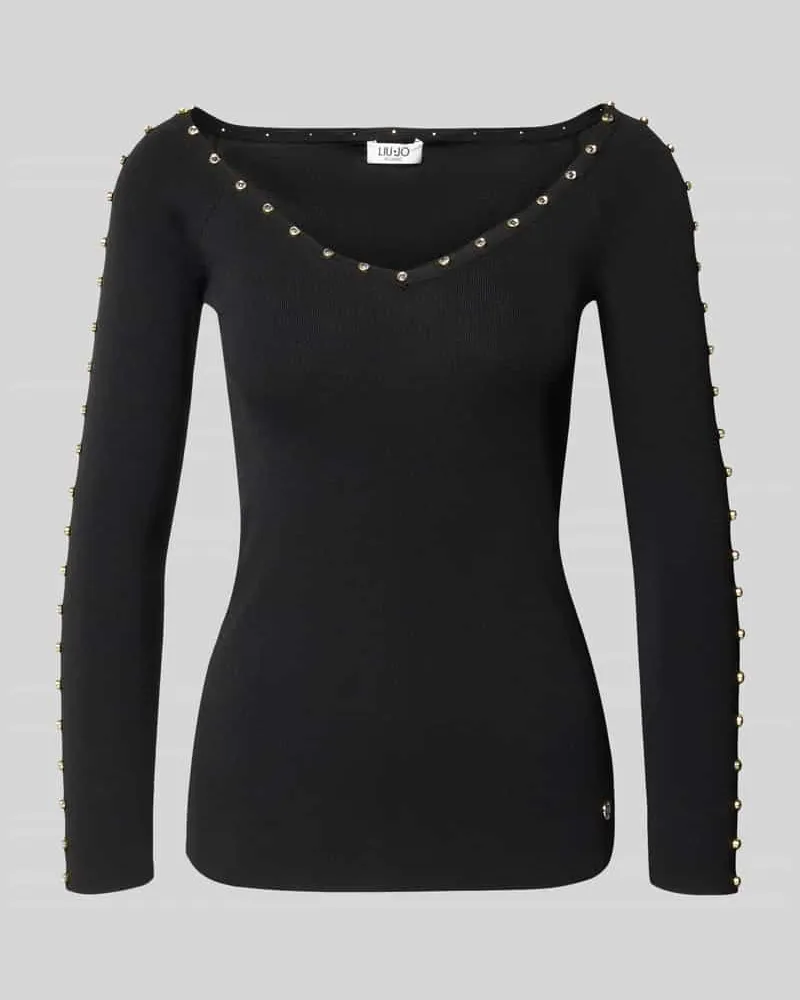 Liu Jo Slim Fit Longsleeve aus Viskose-Mix Modell 'Maglia Chiusa Black