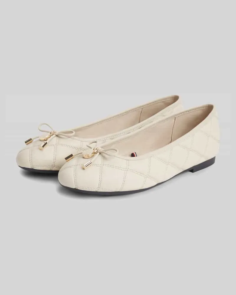 Tommy Hilfiger Ballerina aus echtem Leder Ecru