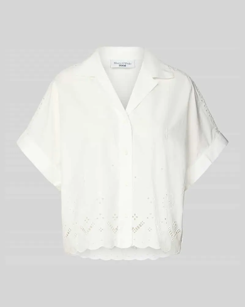 Marc O'Polo Relaxed Fit Bluse aus reiner Baumwolle mit Spitzen-Details Offwhite