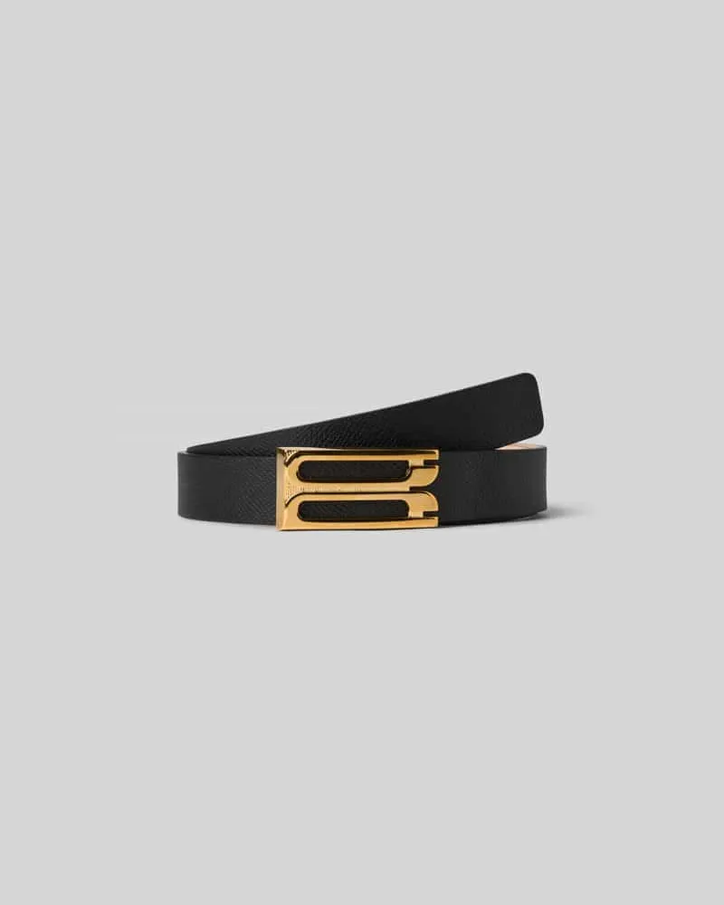 Victoria Beckham Schmaler Gürtel mit Schlangenmuster Black