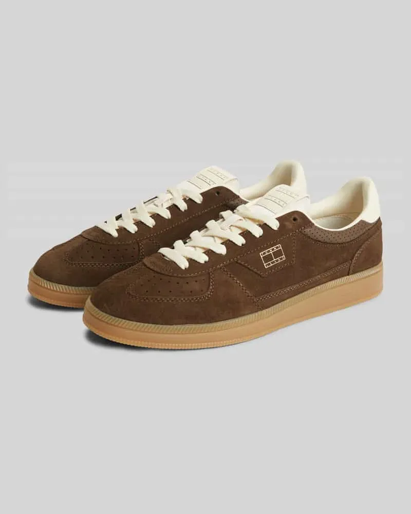 Tommy Hilfiger Sneaker aus echtem Veloursleder Dunkelbraun