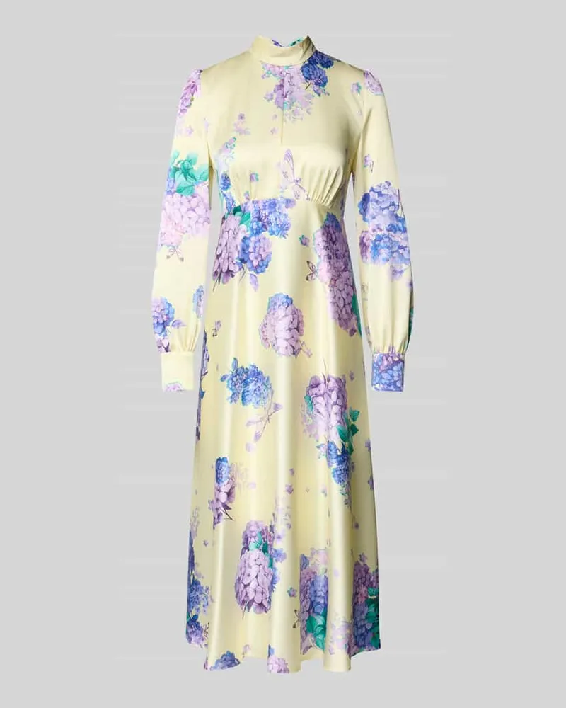 Marc Cain Midikleid mit Stehkragen Hellgelb
