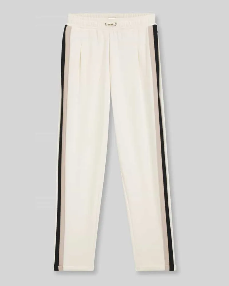 HUGO BOSS Regular Fit Pyjama-Hose mit Kontraststreifen Weiss