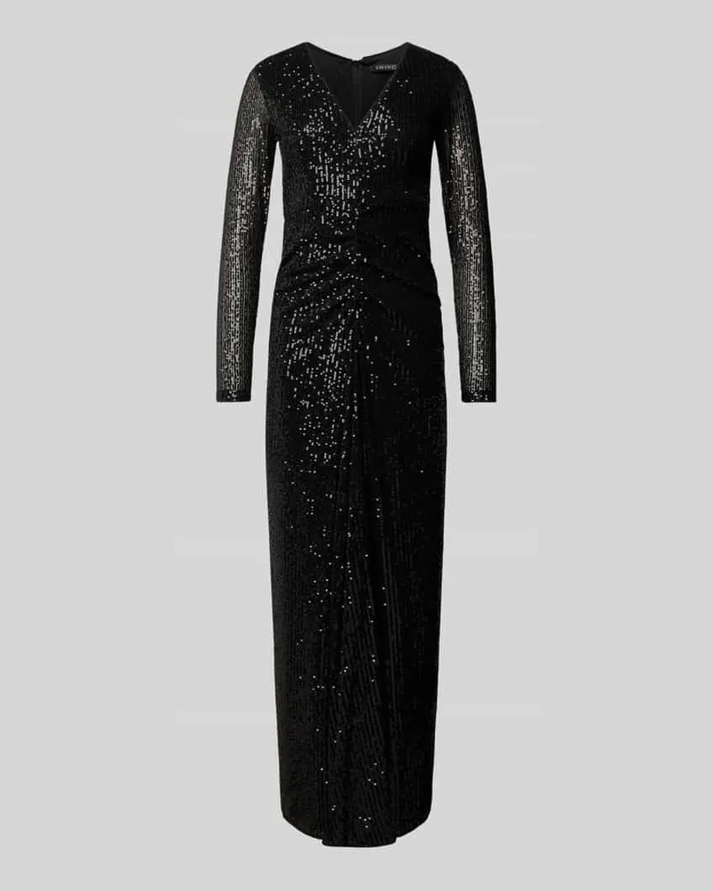 Swing Abendkleid mit Paillettenbesatz Black
