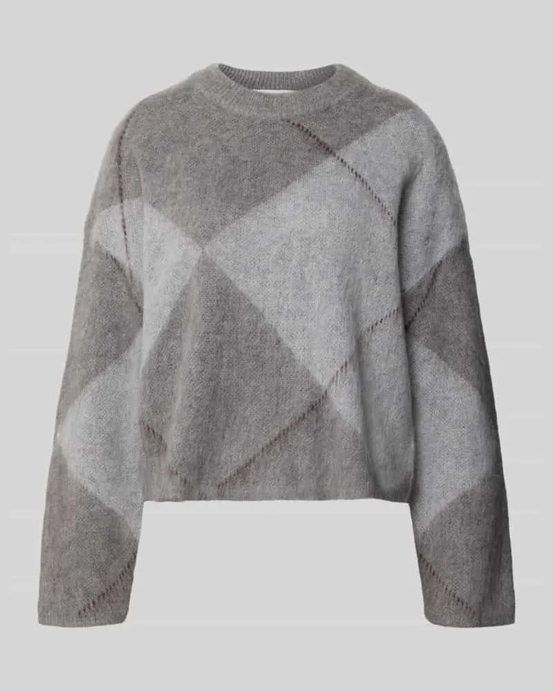OPUS Pullover aus Alpaka-Woll-Mix mit Rippabschlüssen Modell 'Pargyle Mittelgrau