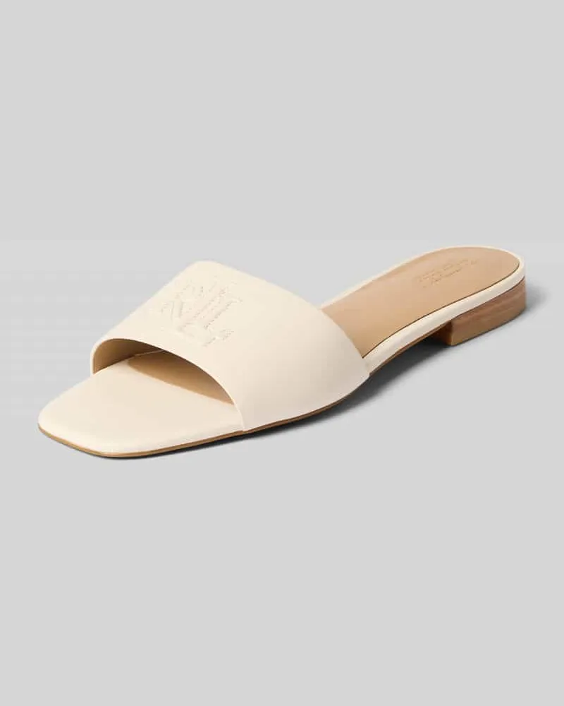 Ralph Lauren Slides aus Leder mit Logo-Detail Modell 'EVERLEY Offwhite