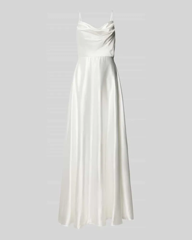 LUXUAR Abendkleid mit Wasserfall-Ausschnitt Offwhite