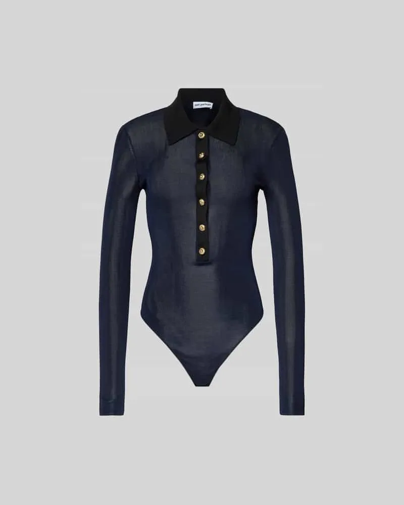 Self-Portrait Bodysuit im semitransparentem Design Dunkelblau