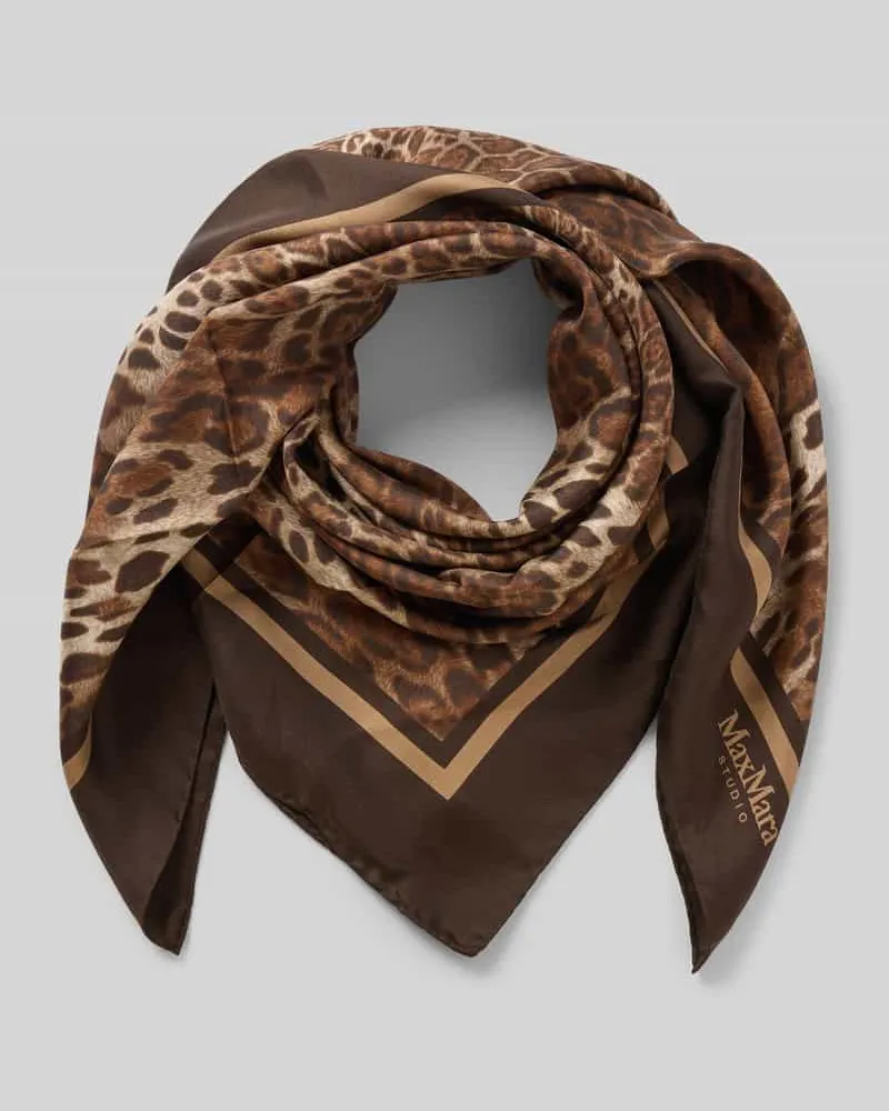Max Mara Seidenschal mit Animal-Print Modell 'AQUILA Camel