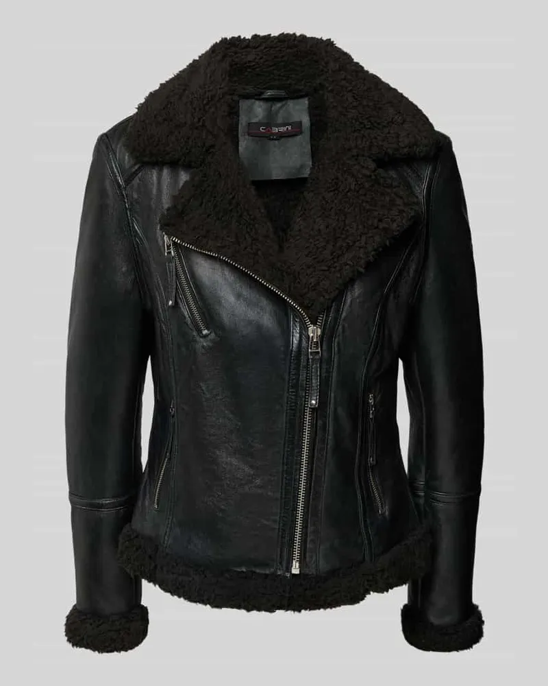 CABRINI Bikerjacke aus Lammleder mit Reißverschlusstaschen Black