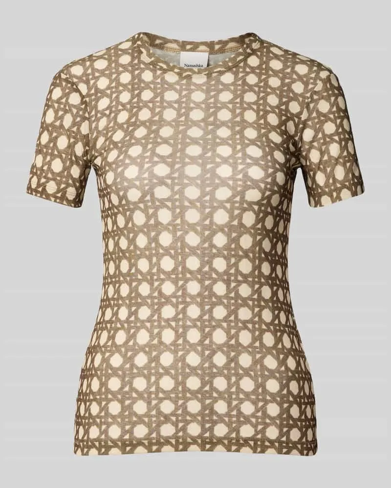 Nanushka Slim Fit T-Shirt mit Rundhalsausschnitt Beige
