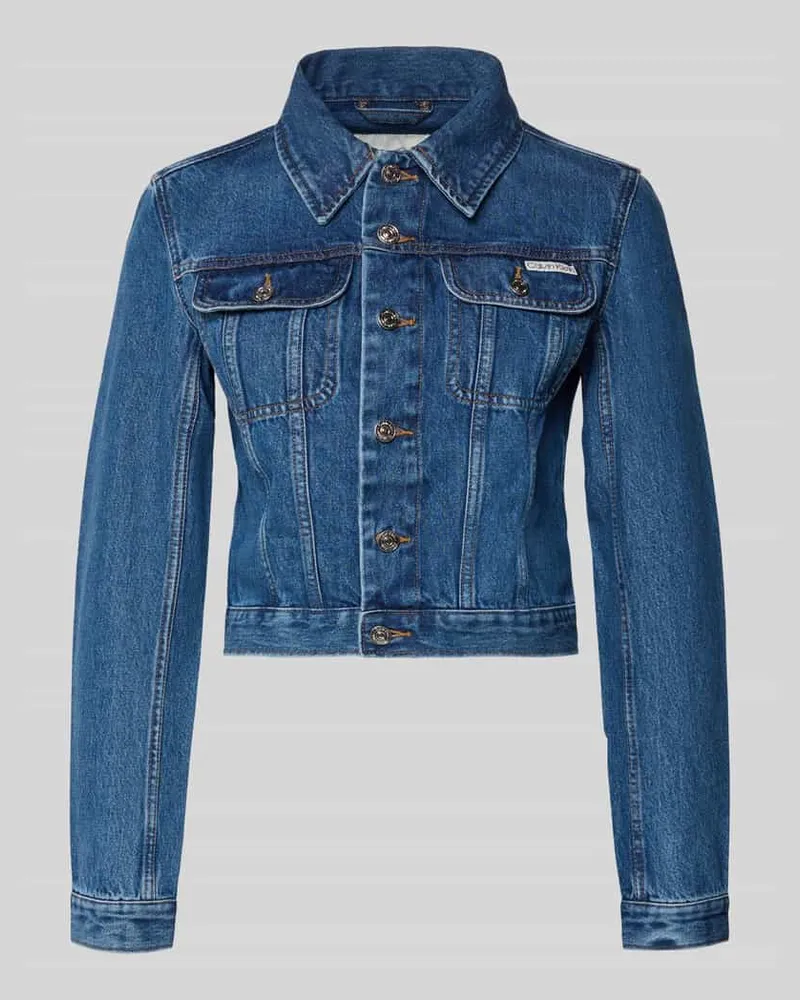 Calvin Klein Cropped Jeansjacke mit Label-Detail Jeansblau