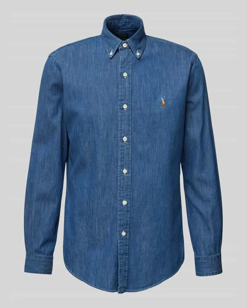 Ralph Lauren Freizeithemd mit Label-Stiching Jeansblau