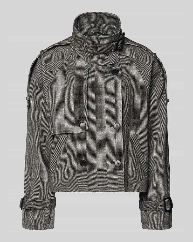 Gestuz Jacke mit Woll-Anteil und Stehkragen Mittelgrau