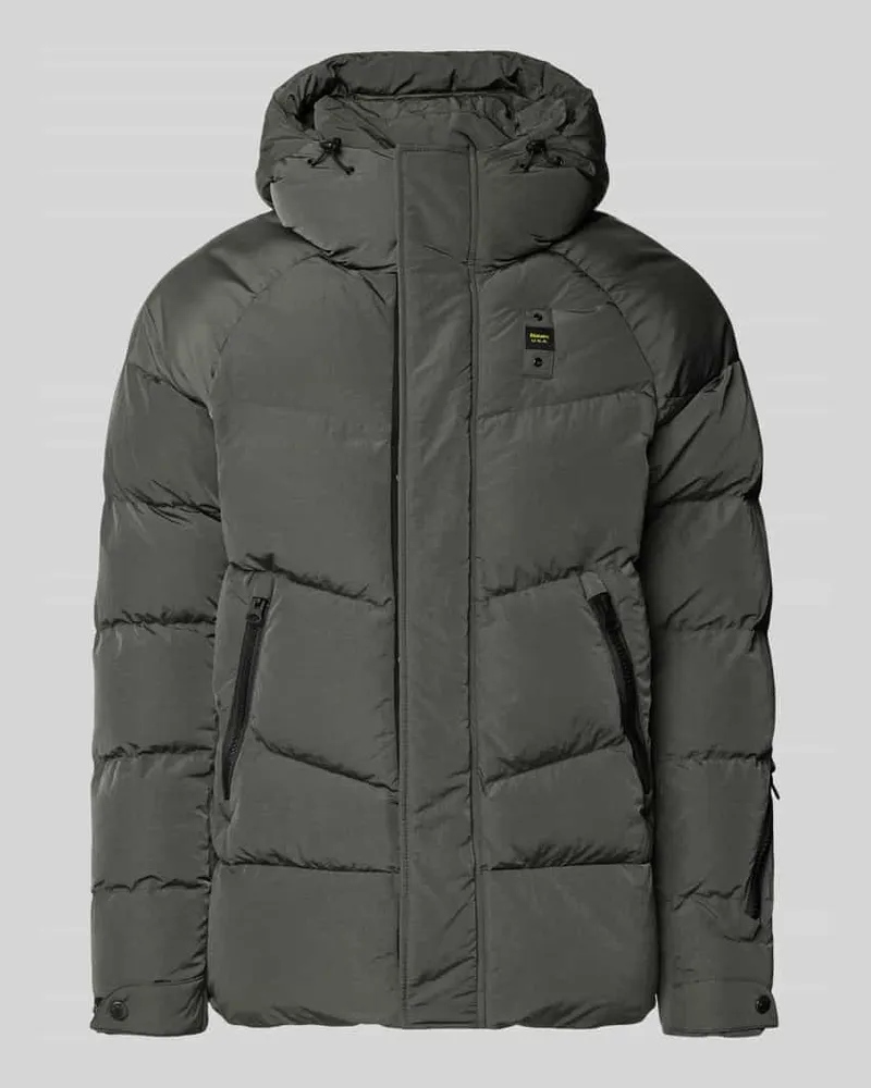 Blauer Steppjacke mit Label-Patch Modell 'CROWN Graphit