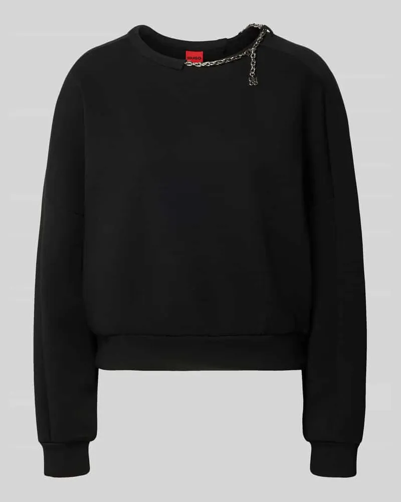 HUGO BOSS Boxy Fit Sweatshirt aus Baumwoll-Mix Modell 'Denrietta Black