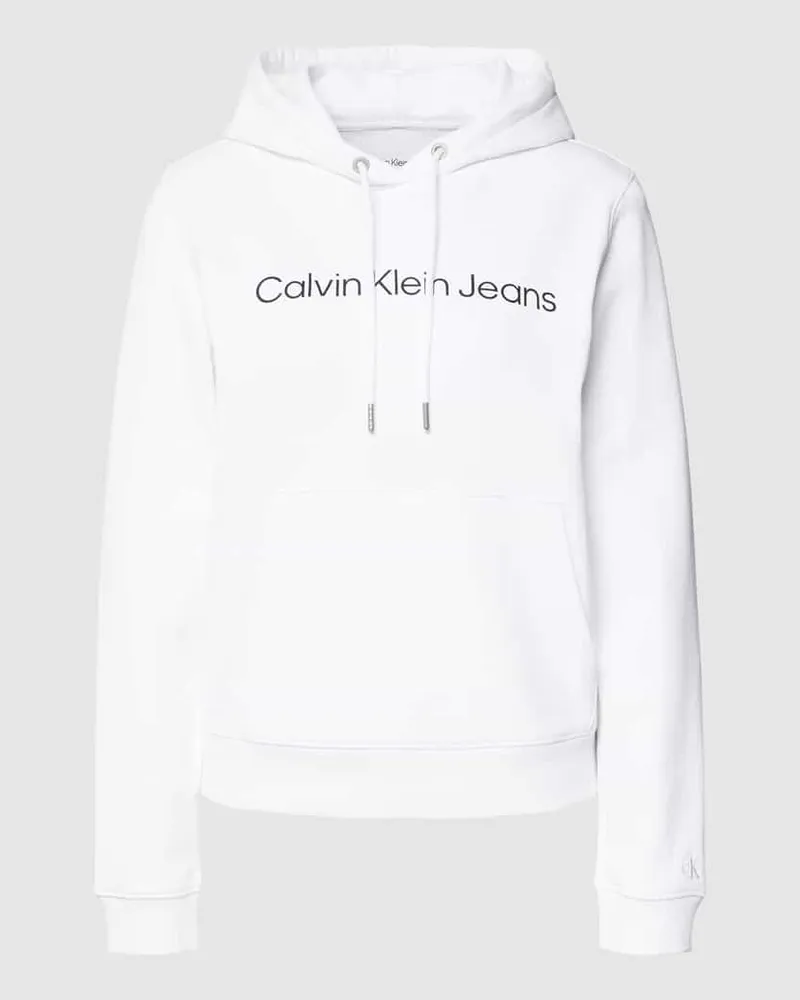 Calvin Klein Hoodie mit Label-Print Weiss