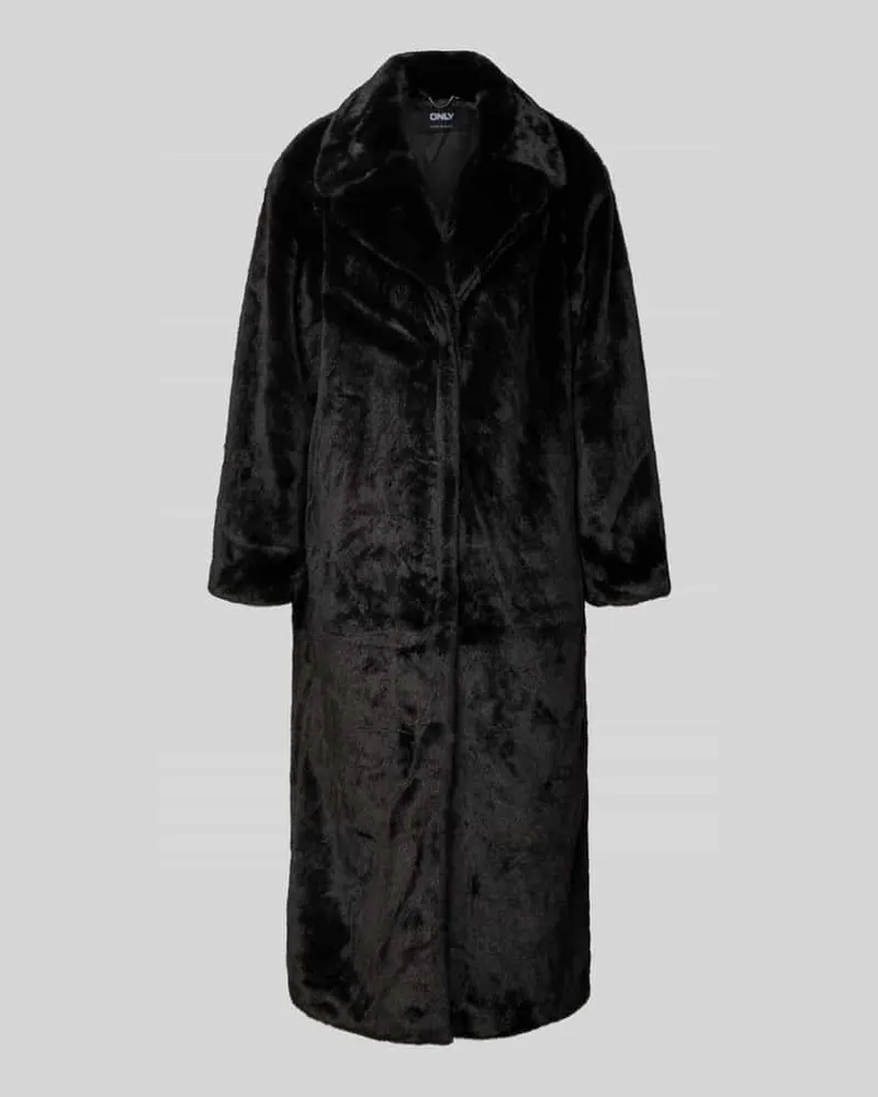 only Regular Fit Webpelzmantel mit Reverskragen Modell 'MEAGAN Black
