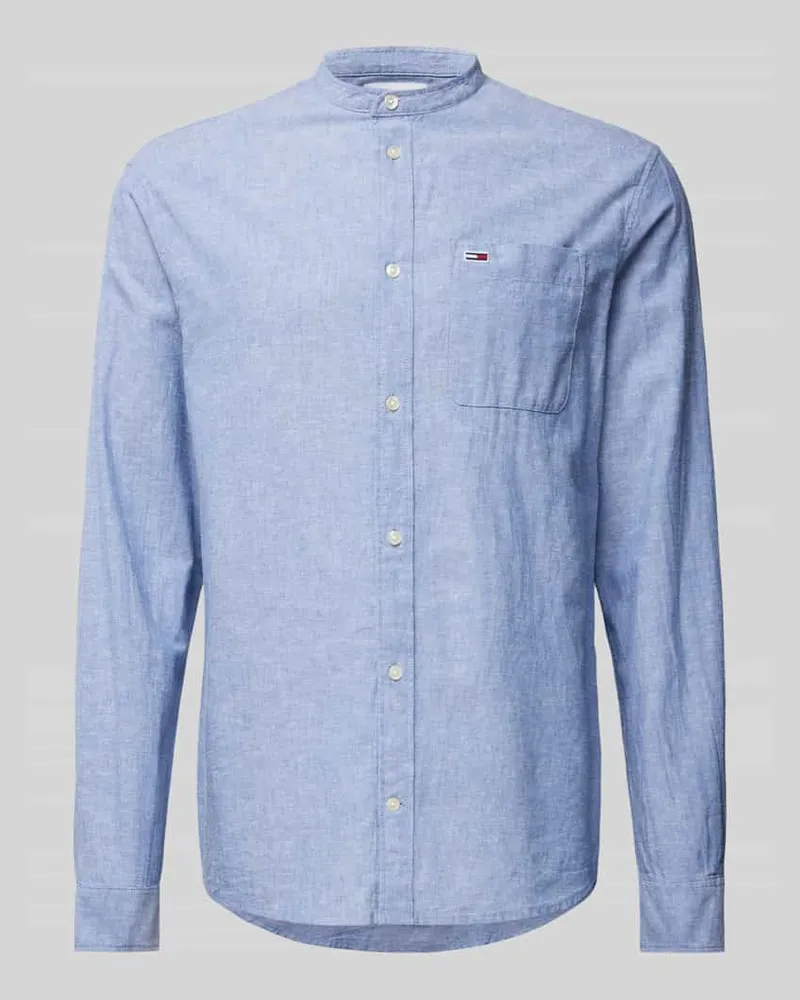 Tommy Hilfiger Regular Fit Freizeithemd mit Maokragen Blau