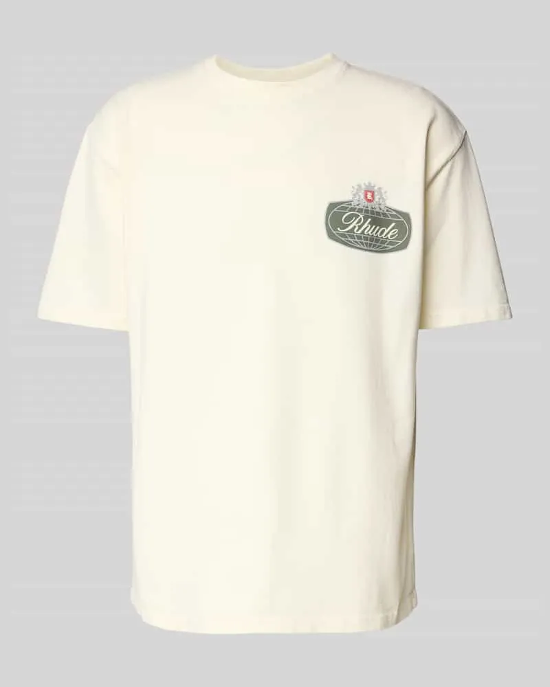 RHUDE T-Shirt reiner Baumwolle mit Label-Print Offwhite