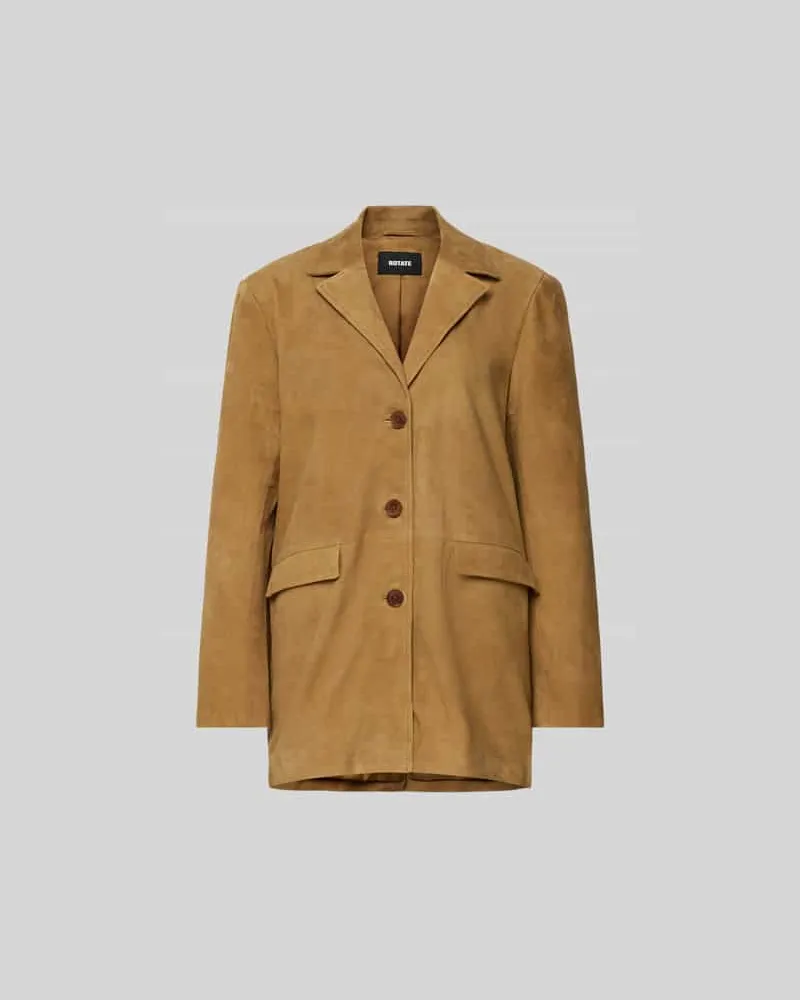 ROTATE Birger Christensen Blazer aus echtem Ziegenvelours Hellbraun