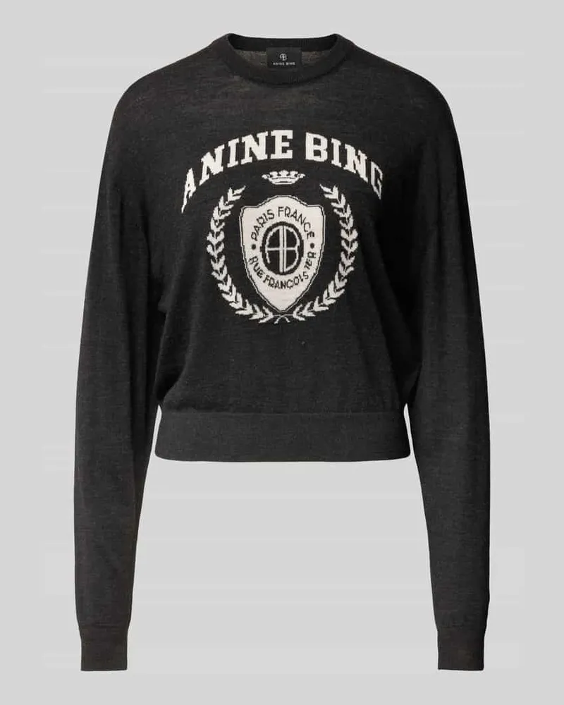 Anine Bing Sweatshirt mit Logo-Front Modell 'MIA SWEATER Dunkelgrau