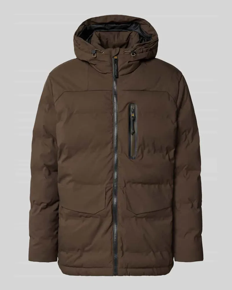 Camel Active Parka mit Kapuze und Pattentaschen Modell 'TEXXXACTIVE Dunkelbraun