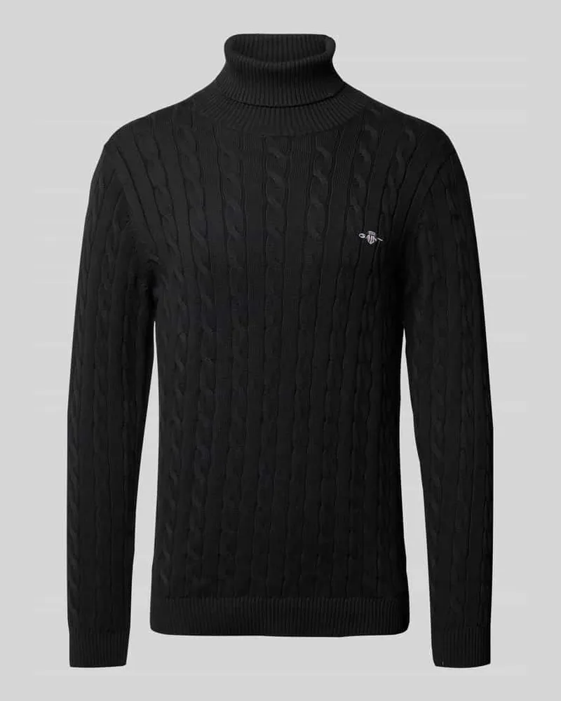 Gant Strickpullover mit gerippten Abschlüssen Black