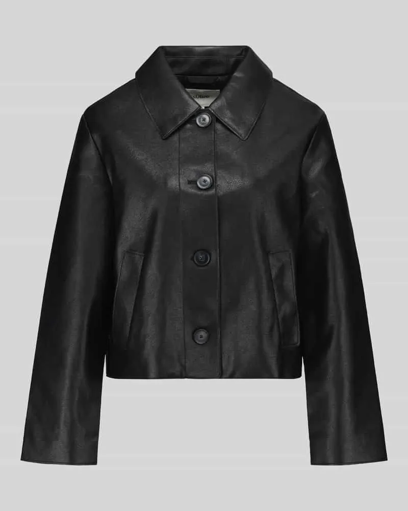 S.Oliver Regular Fit Kunstlederjacke mit Umlegekragen Black