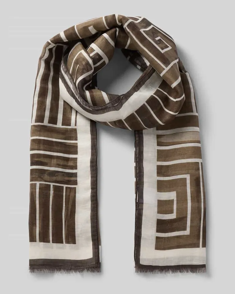 Altea Schal aus Leinen-Mix mit Fransenabschluss Mittelbraun