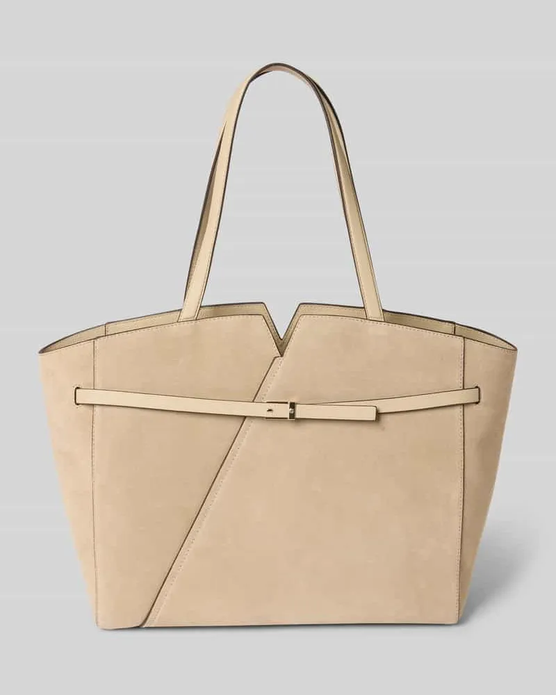 HUGO BOSS Shopper aus echtem Rindsvelours Modell ' REVERS TOTE SU Beige