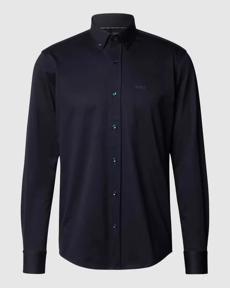 HUGO BOSS Regular Fit Businesshemd aus Pinpoint mit Stretch-Anteil Marine