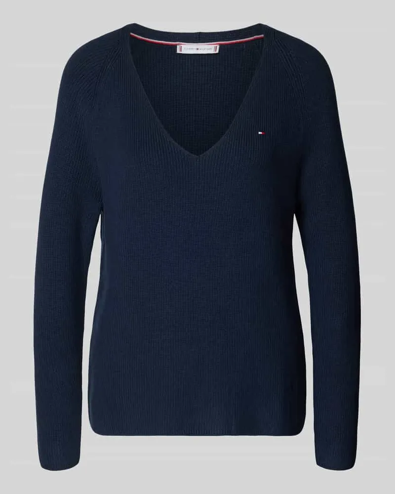 Tommy Hilfiger Regular Fit Strickpullover aus reiner Baumwolle Marine