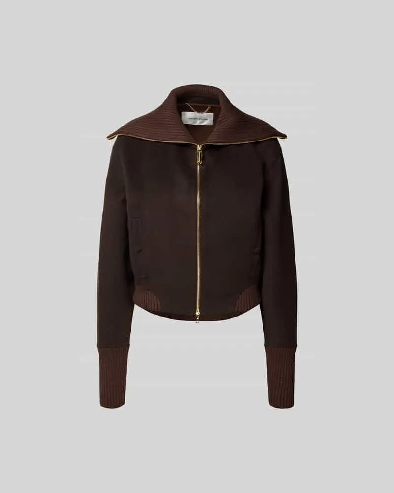 Victoria Beckham Strickjacke aus Woll-Mix Dunkelbraun