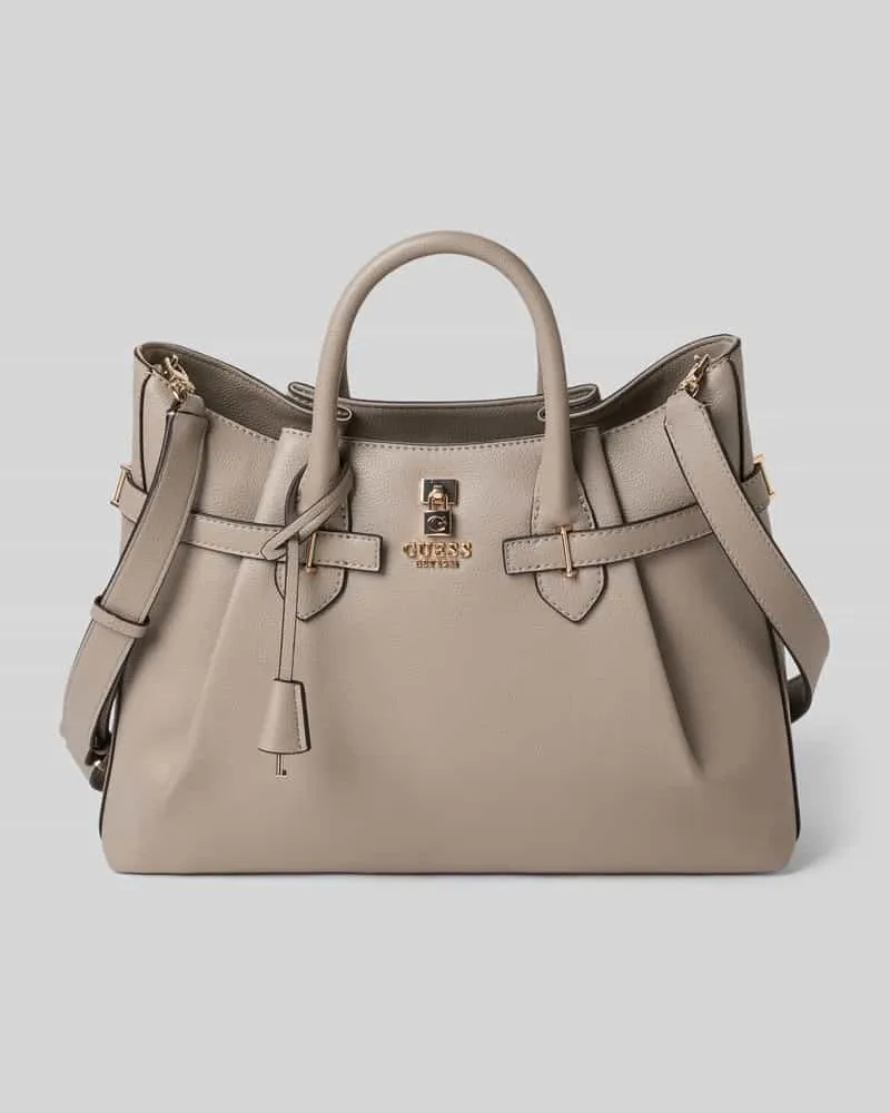 Guess Handtasche in Leder-Optik mit Logo-Applikation Taupe