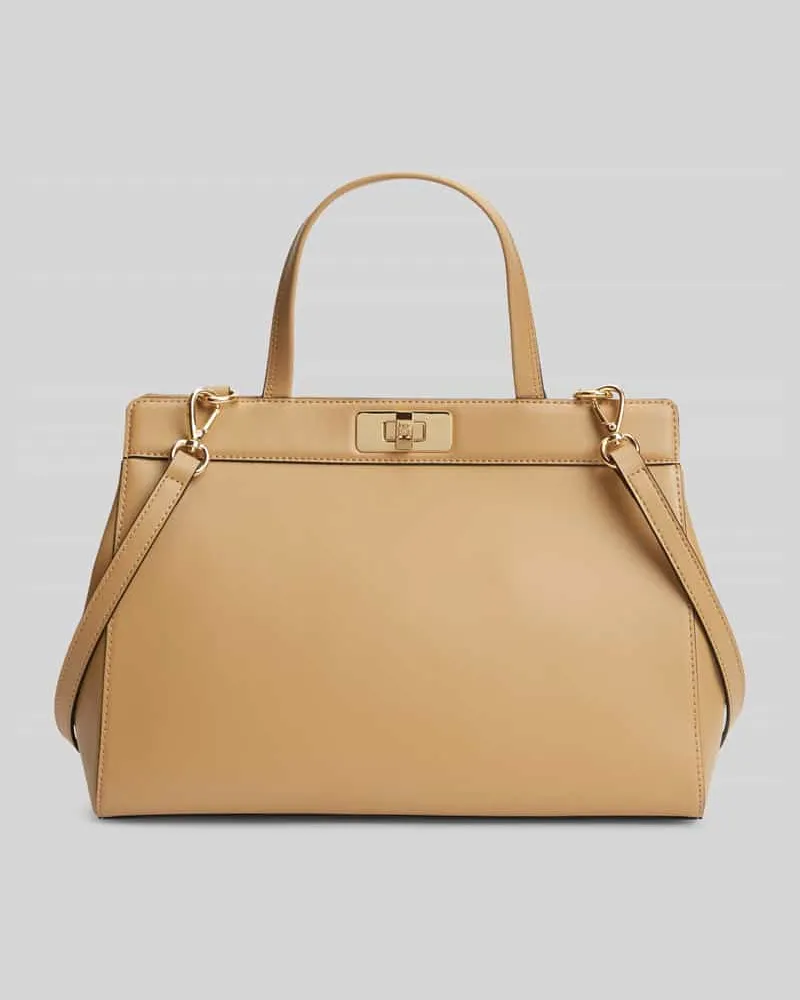 Tommy Hilfiger Henkeltasche mit abnehmbaren Schulterriemen Beige