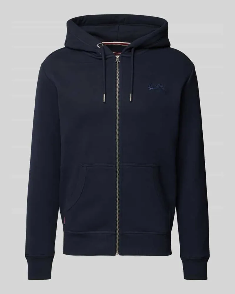 Superdry. Sweatjacke mit Label-Stitching Dunkelblau