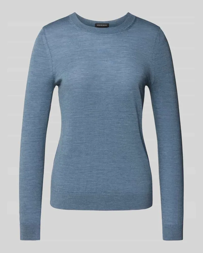 HUGO BOSS Regular Fit Strickpullover aus reiner Schurwolle Modell 'FERPINA Rauchblau