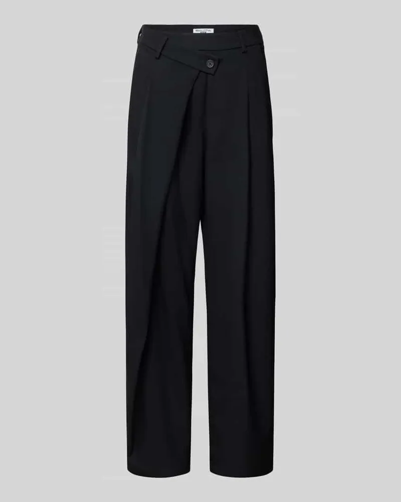 Marc O'Polo Regular Fit Barrel Leg Hose mit Bundfalte Black