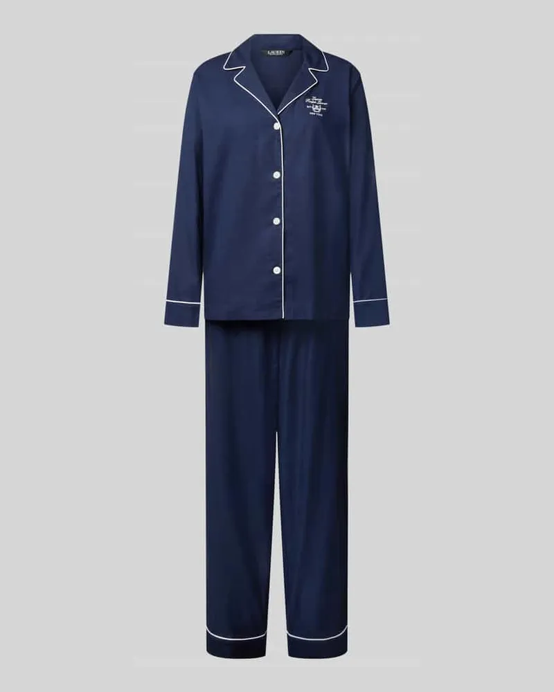 Ralph Lauren Slim Fit Pyjama-Set aus reiner Baumwolle Dunkelblau