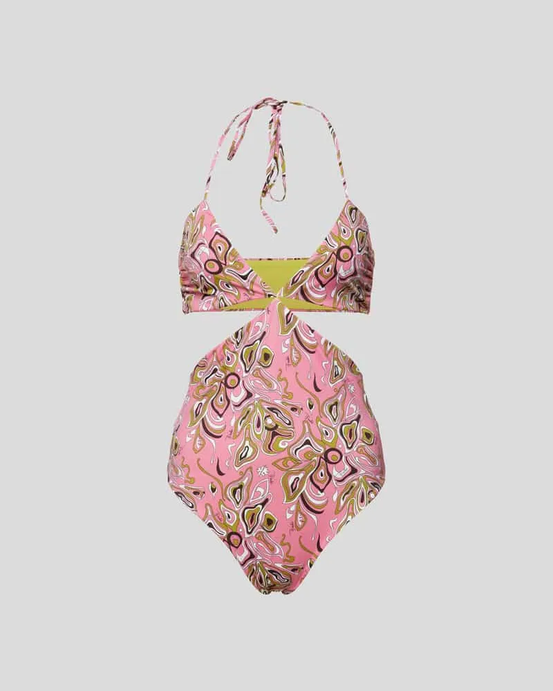 Emilio Pucci Badeanzug mit Allover-Muster Rosa